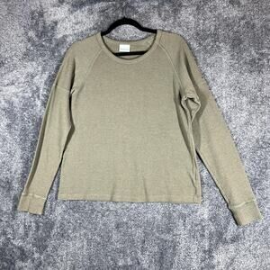 Columbia Sweater Mens Large Green Thermal Crewneck Pullover Waffle Knit Outdoors